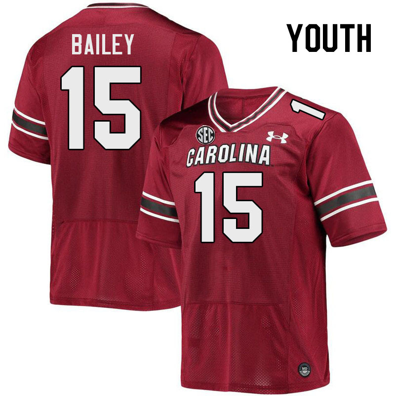 Youth #15 Tanner Bailey South Carolina Gamecocks 2023 College Football Jerseys Stitched-Garnet
